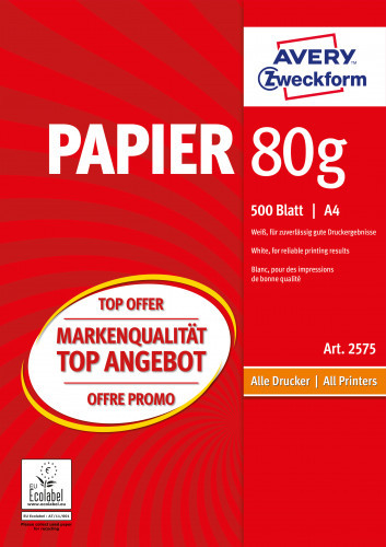 Avery Papier Zweckform Zweck Multifunktionspapier A4 80g 500B - 2575