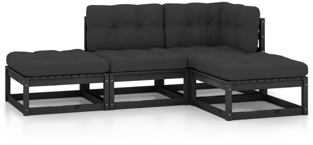 vidaXL 4-cz. zestaw wypoczynkowy do ogrodu, z poduszkami, lita sosna 3076528