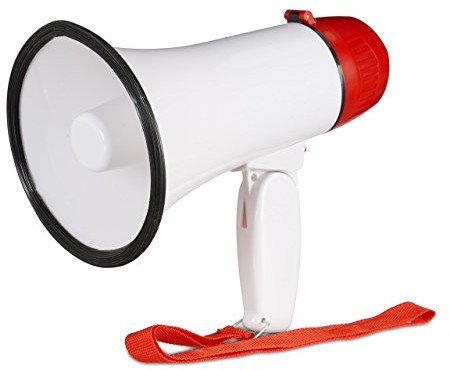 Relaxdays megafon stadionu, bullhorn, Ole Sound, śmieszny, impreza, 10 Watt, tworzywo sztuczne, wys. x szer. x gł.: 21 x 13,5 x 22 cm, czerwony/biały 10021456