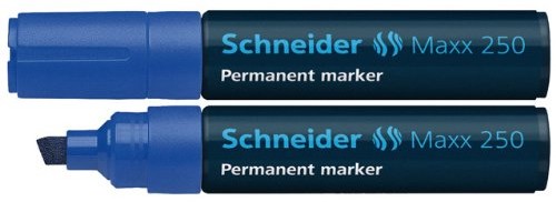 Schneider Permanent-marker Maxx 250, Cap wyłączania, wielokrotnego napełniania ink, klinowatym czubkiem 2 + 7 MM, niebieski 4004675000316