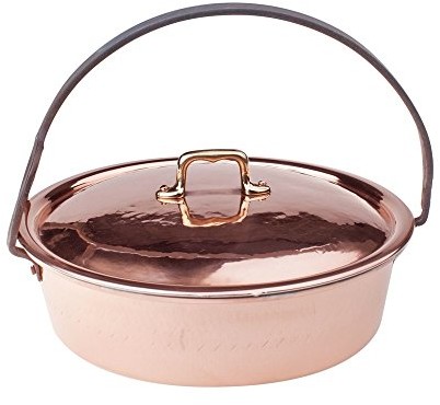 Pentole Agnelli Linia pentole agnelli miedź pobita młotkiem stop cyny z ołowiem ręcznie cocu106rm32 rondel z pokrywą, 32 cm COCU106RM32