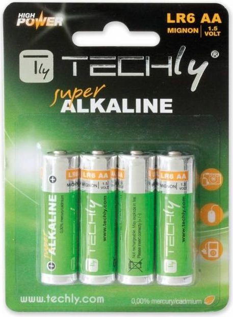 Techly Baterie alkaliczne 1.5V AA LR6 4 sztuki - 306974