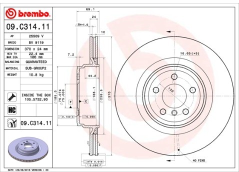 BREMBO Tarcza hamulcowa 09.C314.11
