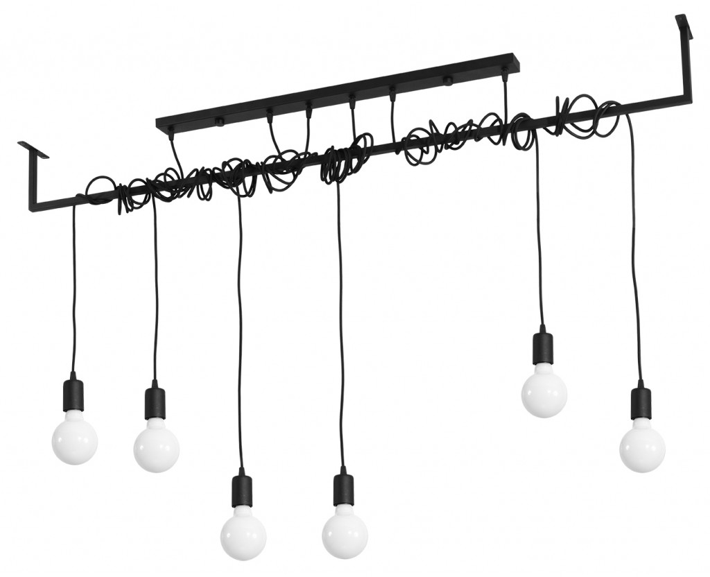 Sollux Lighting Lighting Stylowa Oprawa na Sufit Lampa wisząca Żyrandol SALAMANCA 6 Czarna Zwis Stal Żarówka E27 Oprawa do Salonu Sypialni Oświetlenie LED SL.0896