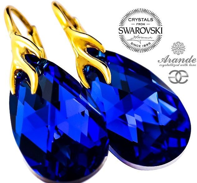 Swarovski NOWE ozdobne kolczyki BLUE COMET GOLD ZŁOTE SREBRO