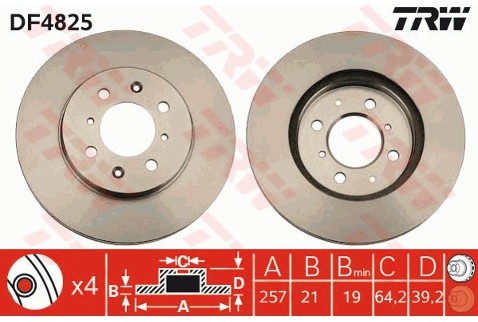 TRW Tarcza hamulcowa DF4825