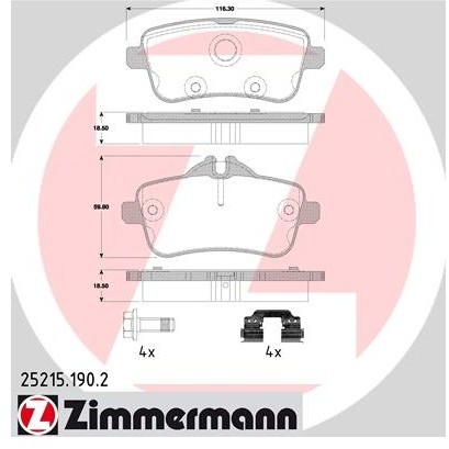 ZIMMERMANN Zestaw klocków hamulcowych, hamulce tarczowe ZIMMERMANN 25215.190.2