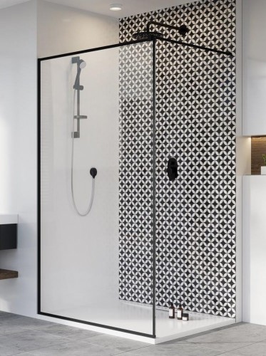 Radaway Kabina Walk-In Modo X Black II Frame 75 cm, szkło przejrzyste 10 mm, wys. 200 cm 389275-54-56 389275-54-56