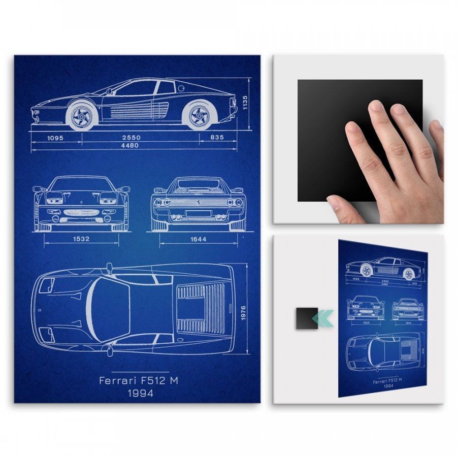 Pix4home Plakat metalowy Ferrari F512 M Projekt Blueprint L POS-L-02419