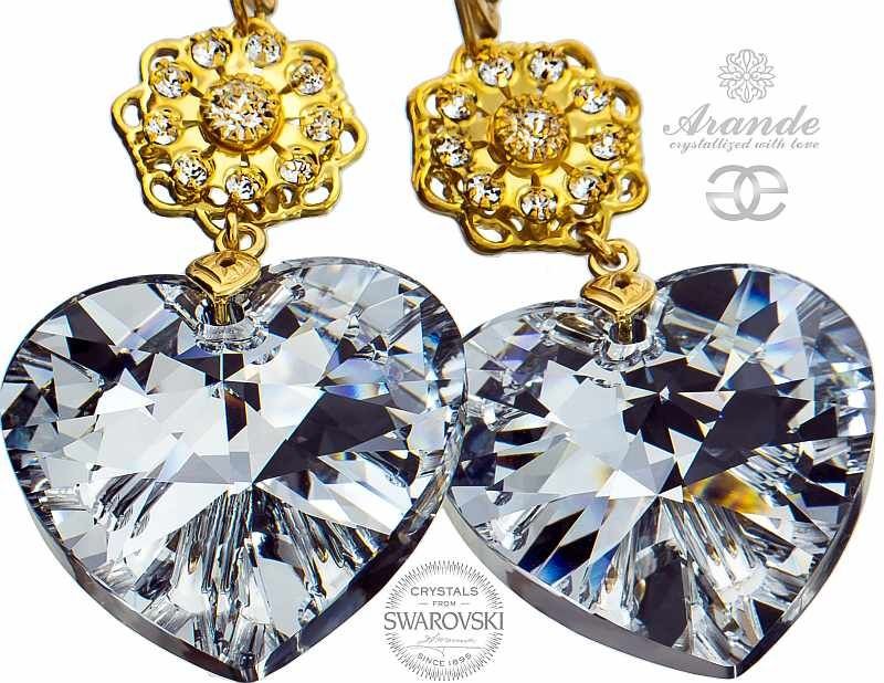 Swarovski piękne kolczyki COMET HEART FEEL ZŁOTE SREBRO