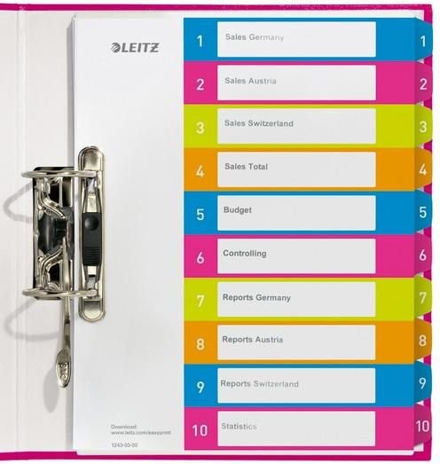 Leitz Przekładki do segregatora A4 WOW do nadruku 1-10 10K395C