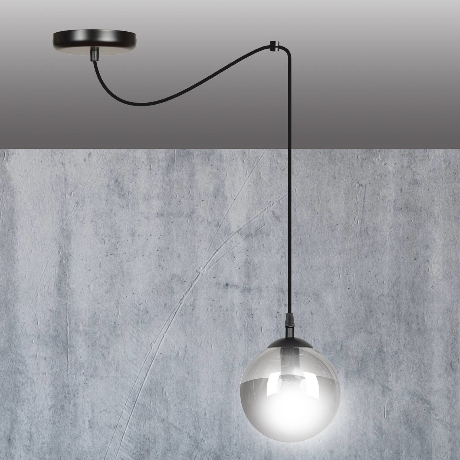 EULUNA Lampa wisząca Glassy 1-pkt. czarna szkło grafitowe