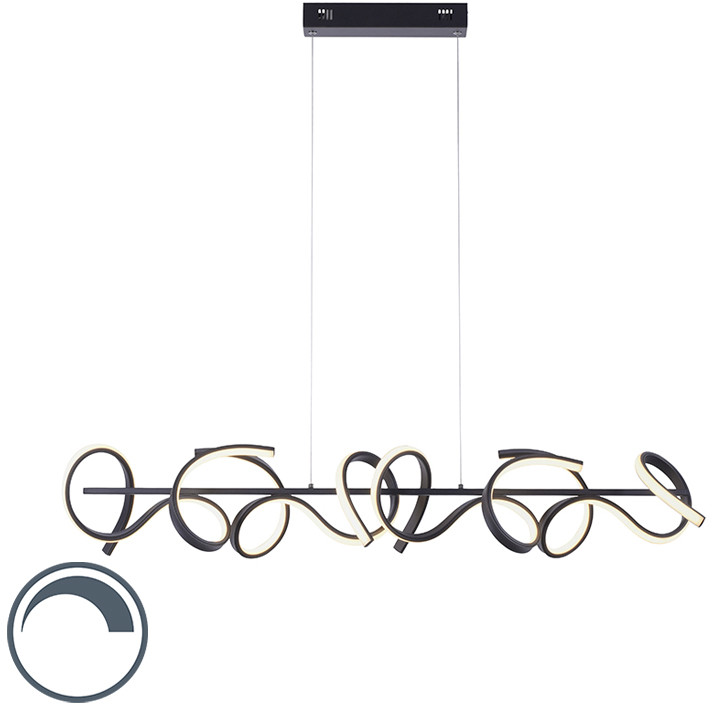 Paul Neuhaus Designerska lampa wisząca czarna z diodą LED i ściemniaczem - Krisscross