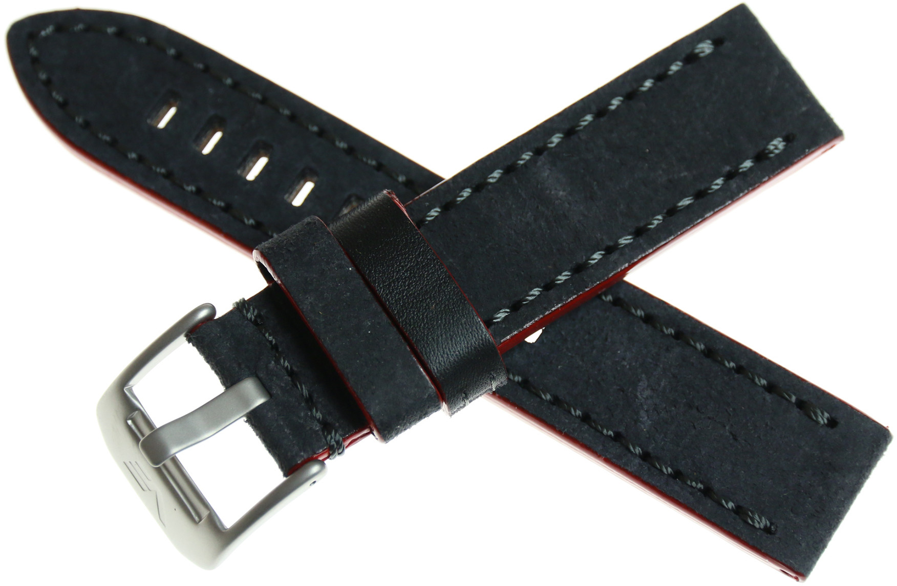 VOSTOK EUROPE Pasek do zegarka Vostok Europe Pasek Almaz Skóra H391) szaro-czerwony matowa klamra > GRATIS