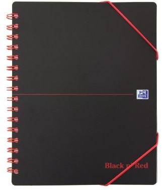 Black n Red OXFORD Black N 'red notatnik na spotkaniu, A5, spiralgebunden, oprawa wykonana z polipropylenu, perforowane, elastyczny wykonane, kieszonka na monety, rozkładana, czarny 100100893