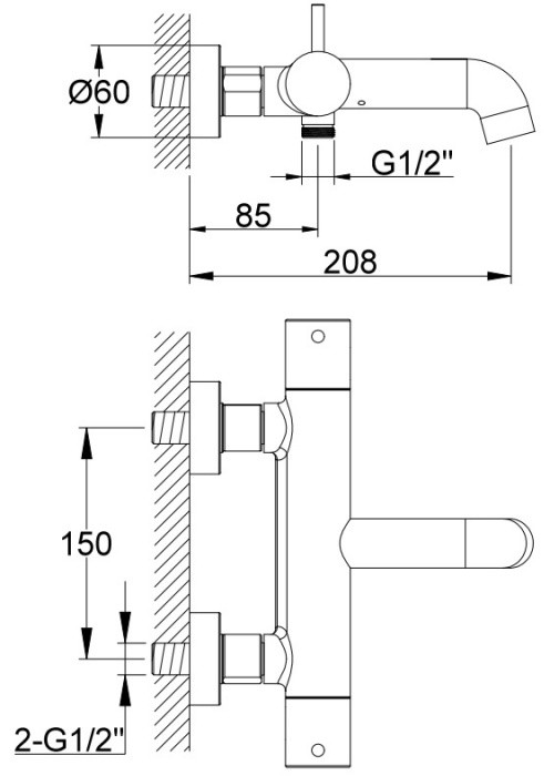 Kohlman Axel Black Bateria wannowa natynkowa termostatyczna czarny mat QW710AB