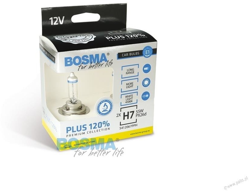 BOSMA 5462 ŻARÓWKI PLUS 120% 12V 55W H7 PX26d twin box) 5462
