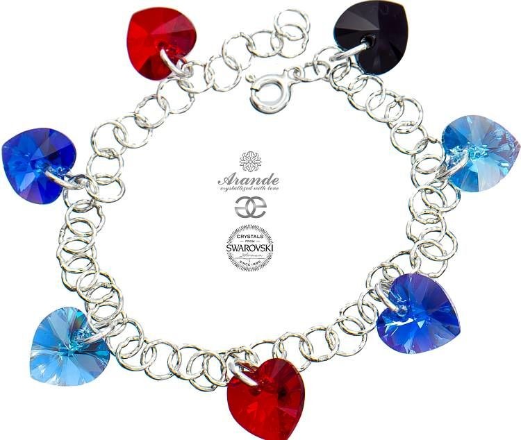 Swarovski Arande Bransoletka Serca Srebro KOLORY 700875