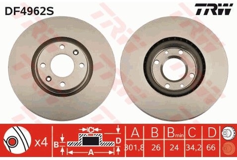 TRW Tarcza hamulcowa DF4962S