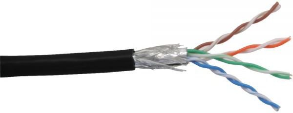 InLine Patchcord sieciowy SF/UTP Cat.5e AWG26 CCA PVC czarny 100m 72099S