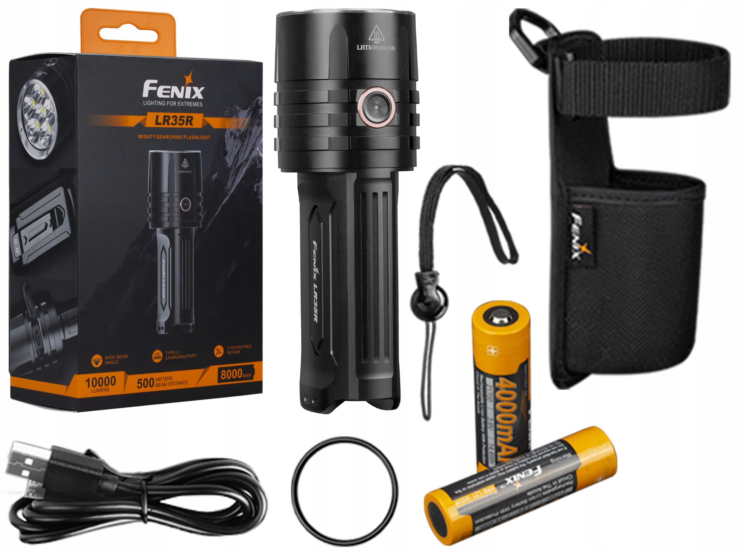 Fenix Latarka LR35R 10000lm zasięg 500m Usb Zestaw