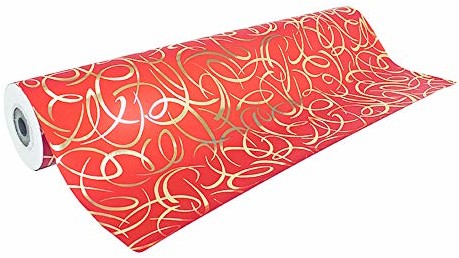 Clairefontaine 211894C papier do pakowania prezentów Premium (50 x 0,70 m, 80 g/m z folią PP) 1 rolka arabeska czerwony/złoty 211894C