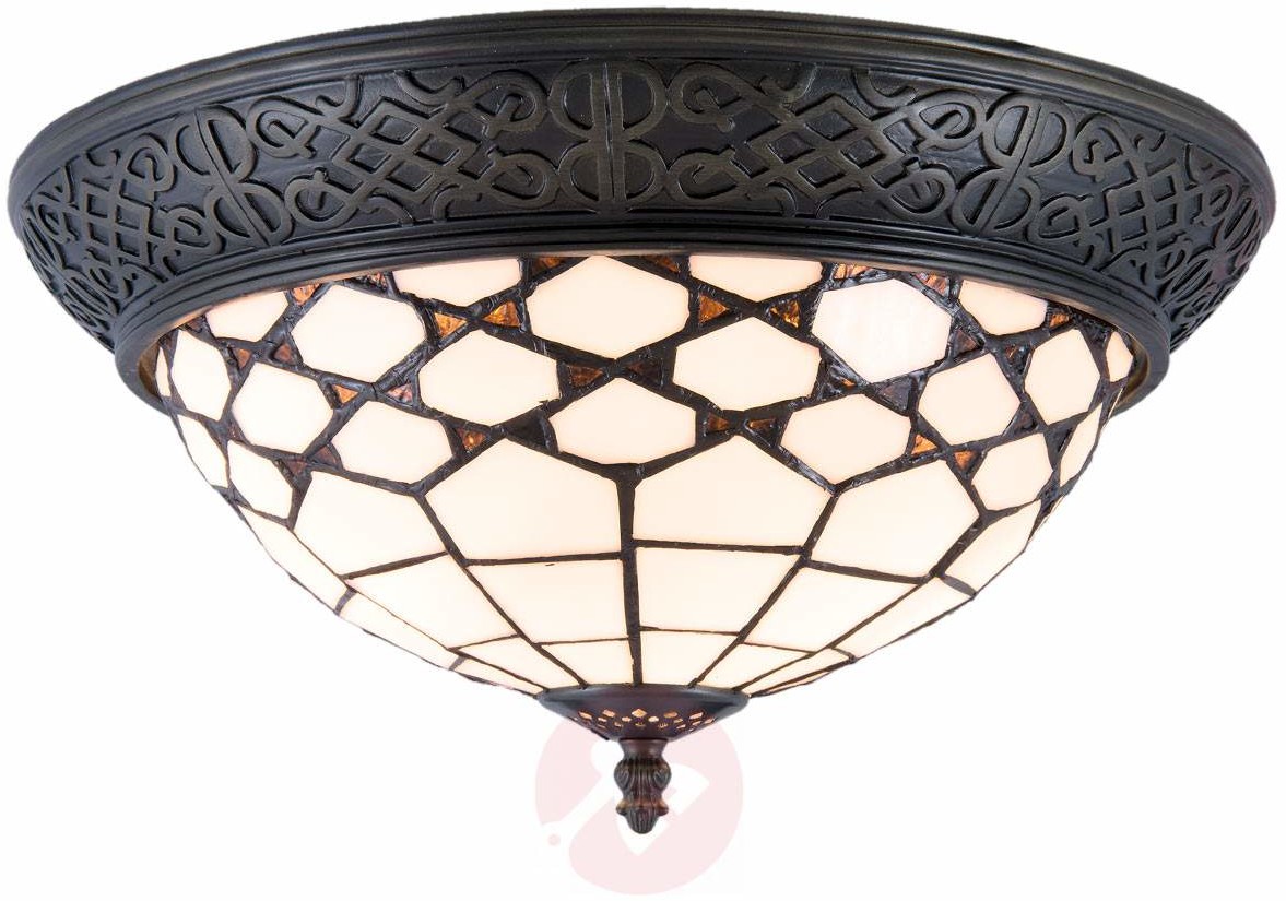 Clayre & Eef Secesyjna lampa sufitowa Kisa, styl Tiffany