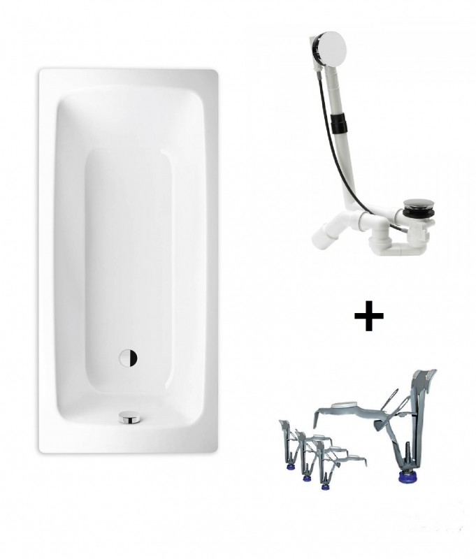 Kaldewei Cayono 751 Zestaw Wanna prostokątna 180x80 z powłoką uszlachetnioną z kompletem odpływowo-przelewowym Viega i nóżkami biel alpejska 275100013001+495121+583170000000