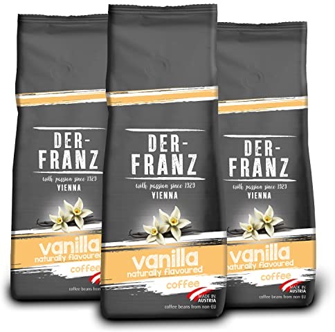 Der-Franz Der-Franz Kawa, mieszanka Arabica i Robusta, prażona, całe ziarna aromatyzowane naturalną wanilią UTZ, 3 x 500 g