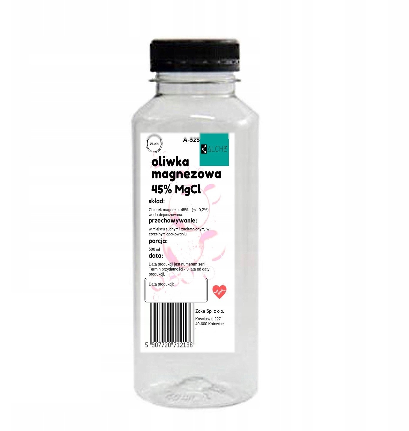 Olejek magnezowy. Oliwa magnezowa 45%. 500 ml