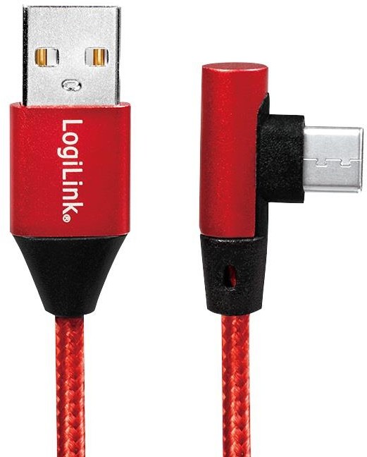 LogiLink Kabel USB 2.0 CU0145 USB A USB-C M/M kątowy czerwony 0,3m CU0145