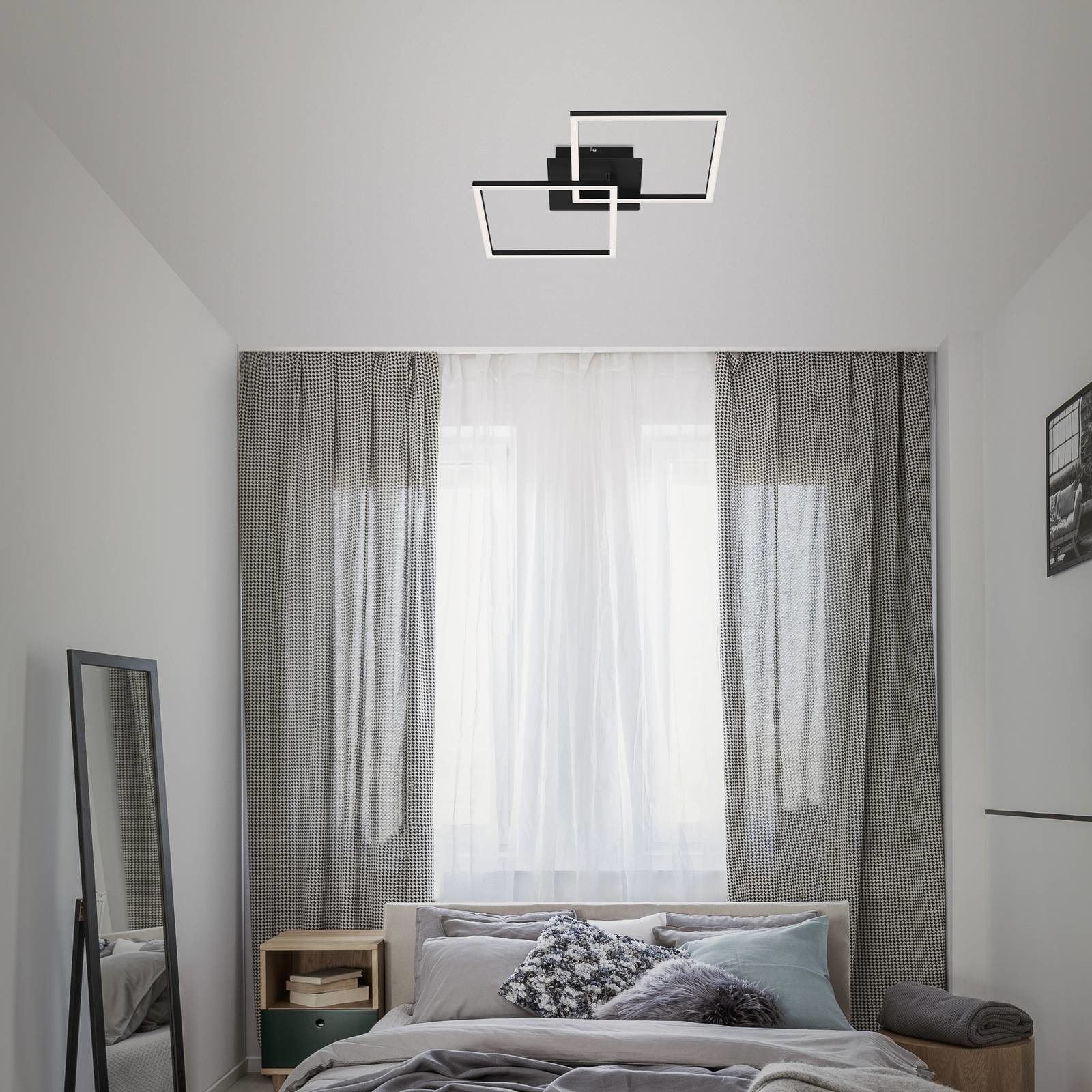 Briloner Lampa sufitowa LED Frame 2-pkt. switch dim czarna
