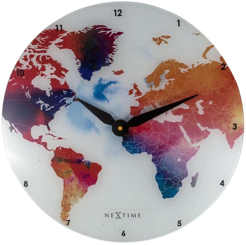 Nextime Zegar ścienny Colorful World, biały, 43x5 cm