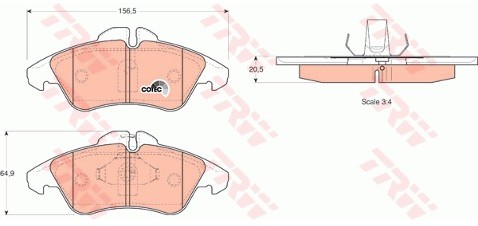 TRW Zestaw klocków hamulcowych, hamulce tarczowe GDB1220