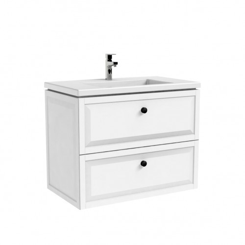 Oristo Szafka wisząca podumywalkowa MONTEBIANCO 80cm BIAŁY MAT OR47-SD2S-80-2 z umywalką Bold 80 cm UME-BD-80-91