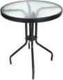 KMTP Stolik okrągły ogrodowy balkonowy ze szklanym blatem 60x70 cm K-X60000150