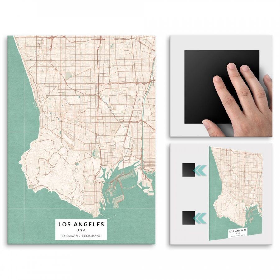 Pix4home Plakat metalowy Mapa Vintage Los Angeles L POS-L-03588