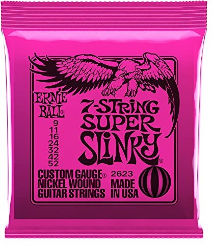 Ernie Ball Super Slinky do gitary elektrycznej 7 strun, nikiel, rana niklowa, 9-52 G P02623