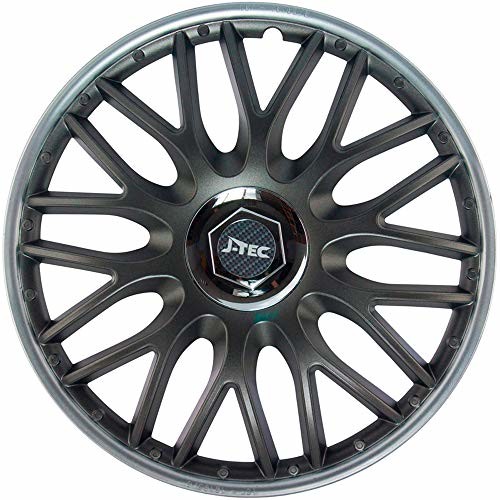 J-Tec J15584 Orden SR 15-calowe kołpaki ozdobne na koła szare/srebrne + chromowane pierścienie