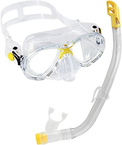 Cressi Marea Jr & Top dziecięcy zestaw maski z fajką do snorkelingu klasy premium, wyprodukowany we Włoszech, żółty Marea Vip Jr