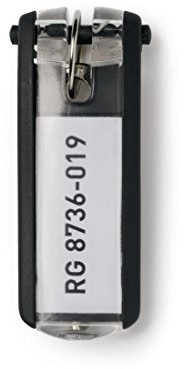 Durable 195704 brelok do kluczy z tworzywa sztucznego, 70 x 25 mm, 6 sztuk, żółty, czarny 195701