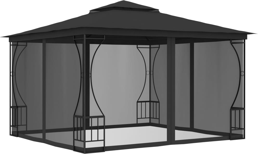 vidaXL Altana ogrodowa z zasłonami, 300x300x265 cm, antracytowa