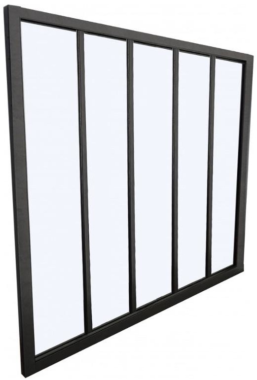 Vente-Unique pl Przeszklona ścianka BAYVIEW z aluminium lakierowanego na czarno - 150x105 cm