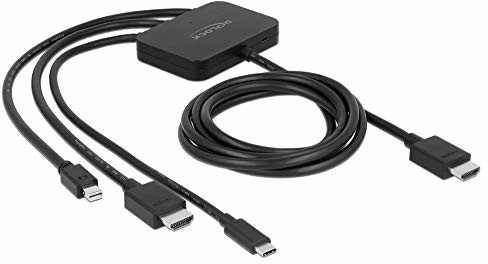 Delock Multiport 3 w 1 kabel adaptera z USB C, mini DisplayPort i HDMI na HDMI 4K, 1,8 m, idealny do projektorów i prezentacji, 85830 85830