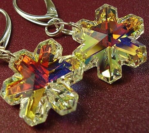 Swarovski ŚNIEŻYNKI kolczyki SREBRO Aurora