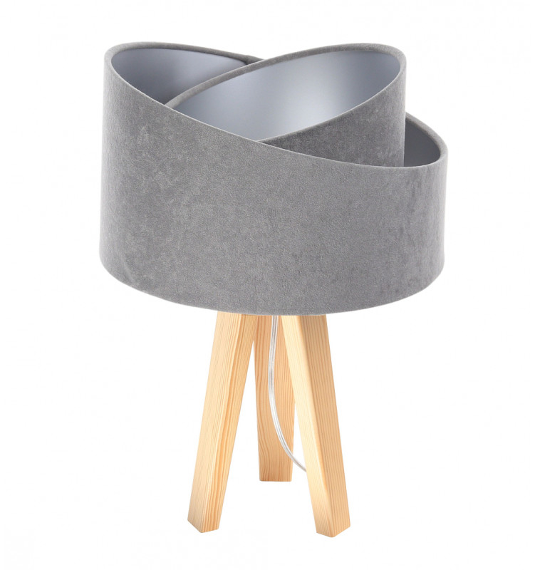 ImoLight Lampka stołowa mini-trójnóg sosnowy Awena Szaro-srebrna 060s-013