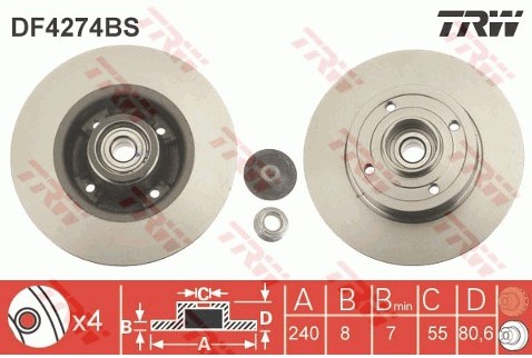TRW Tarcza hamulcowa DF4274BS