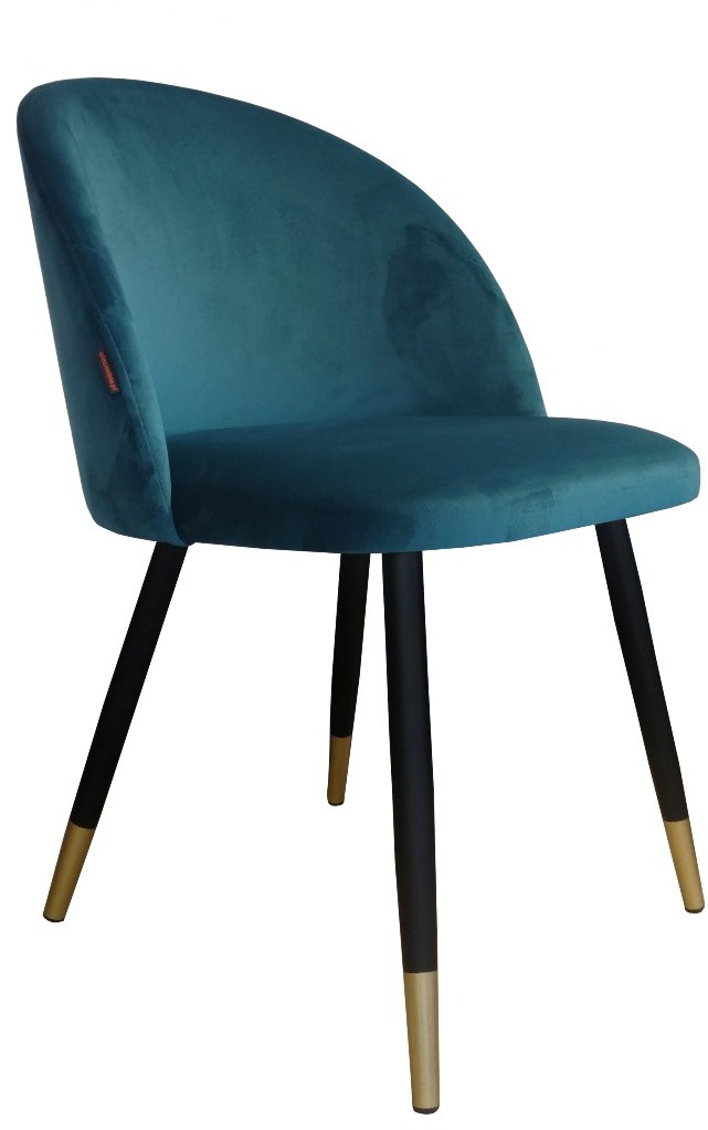 Atos Krzesło CLAUDINE 1 VELVET GOLD morskie z czarnymi nogami tapicerowane COLINGOLD-MG20