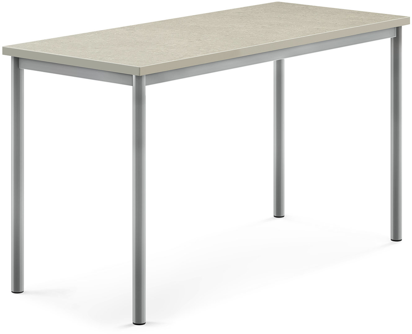 AJ Produkty Biurko SONITUS, 1400x600x760 mm, jasno szare linoleum, szary aluminium