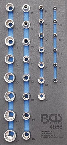 BGS 1/3 Wózki warsztatowe wkładka kluczy nasadowych wstawki 6,3 (1/4) i 12,5 (1/2), 12-kątne, 4056